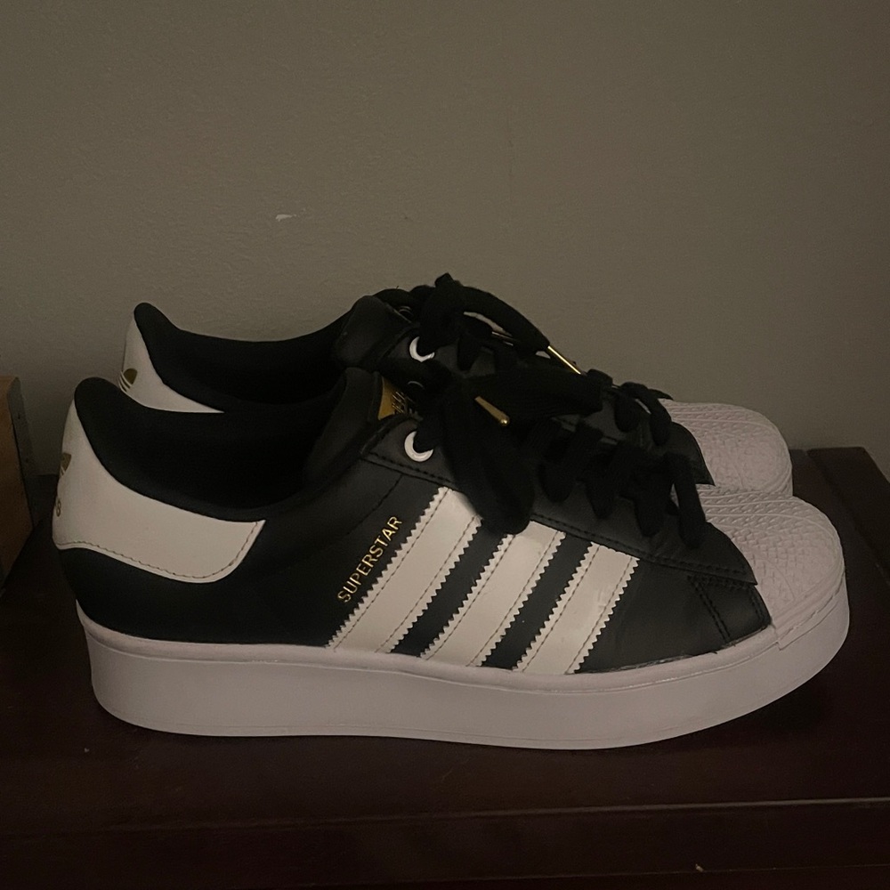 adidas Black and White Superstar Athletic Shoes